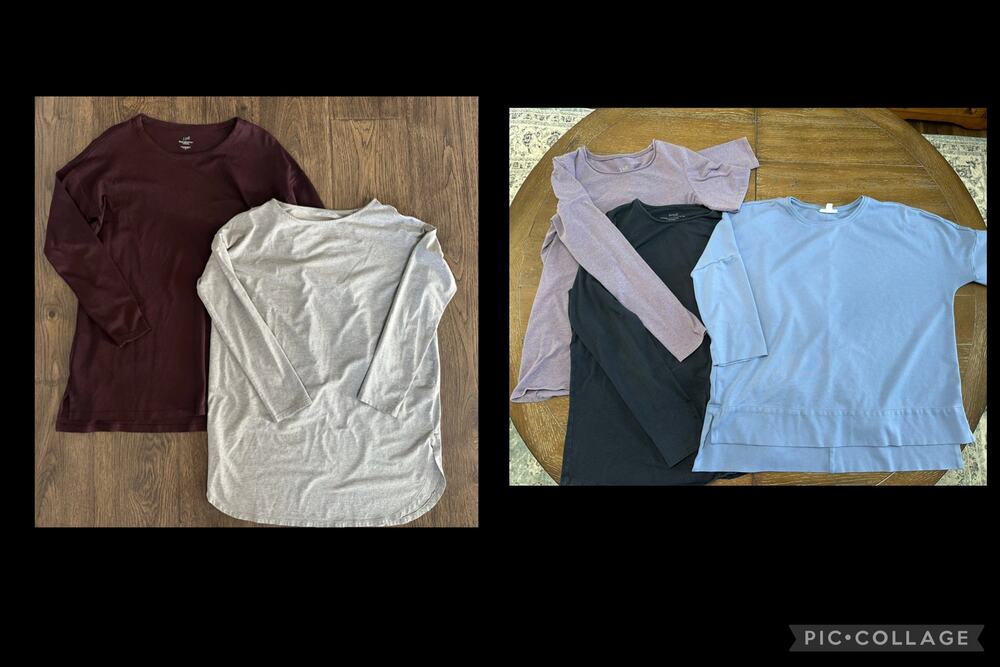LOT x 5 J.Jill Basic Layering Long Sleeve Cotton Tops Sz Small Casual
